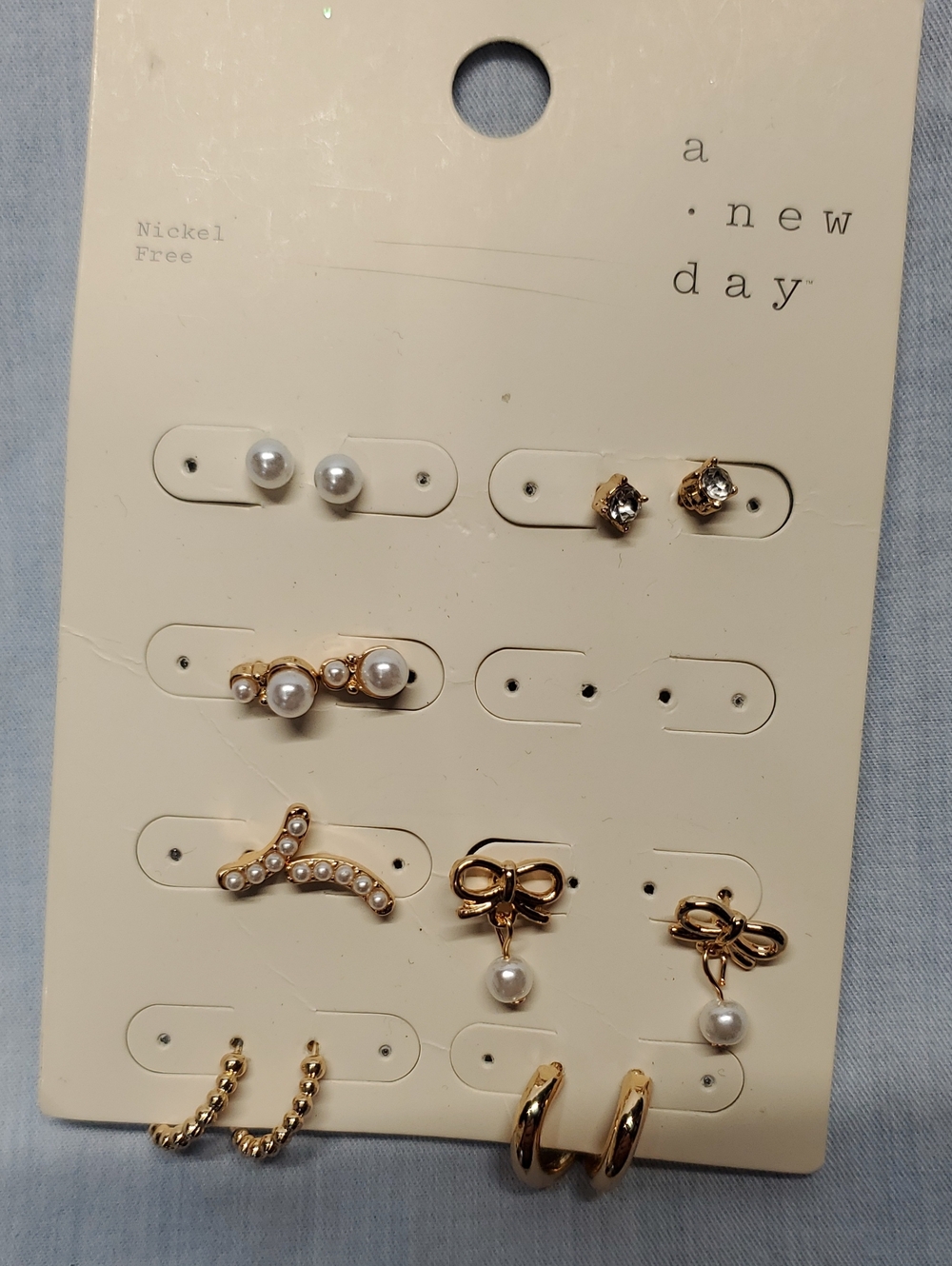 a new day Gold-Tone Pearl and Crystal Earring Set